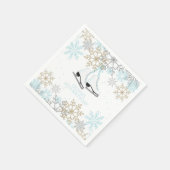 Ice Skaten Blue Silver Gold Snowflakes Geburtstag Serviette (Ecke)