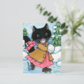 Ice Skaten Cat - niedliches Kätzchen Postkarte (Stehend Vorderseite)