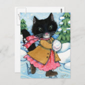 Ice Skaten Cat - niedliches Kätzchen Postkarte (Vorne/Hinten)