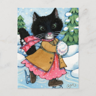 Ice Skaten Cat - niedliches Kätzchen Postkarte