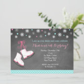 Ice Skaten Chalkboard Geburtstagseinladungen Einladung (Stehend Vorderseite)