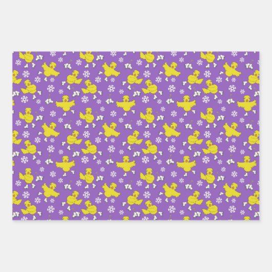 Ice Skaten Chick Snowflake Muster Geschenkpapier Set (Vorderseite 3)