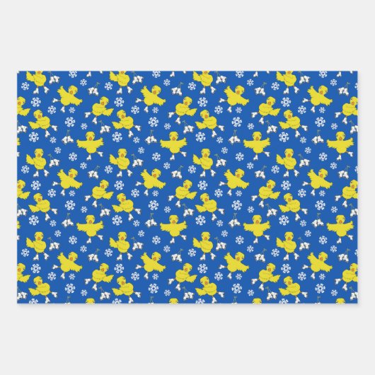 Ice Skaten Chick Snowflake Muster Geschenkpapier Set (Vorderseite 2)