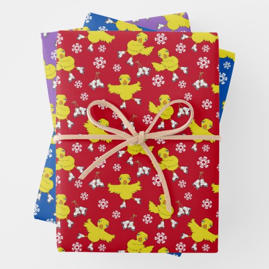 Ice Skaten Chick Snowflake Muster Geschenkpapier Set (Beispiel)