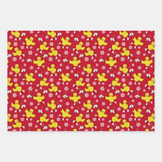 Ice Skaten Chick Snowflake Muster Geschenkpapier Set (Vorderseite)