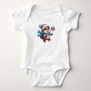 Ice Skaten Christmas Beaver Baby Strampler