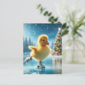 Ice Skaten Christmas Duckling Postkarte (Stehend Vorderseite)