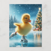 Ice Skaten Christmas Duckling Postkarte (Vorderseite)