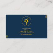 Ice Skaten Coach Navy Blue & Gold Visitenkarte (Rückseite)