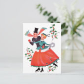 Ice Skaten Couple zu Weihnachten Postkarte (Stehend Vorderseite)