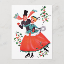 Ice Skaten Couple zu Weihnachten Postkarte