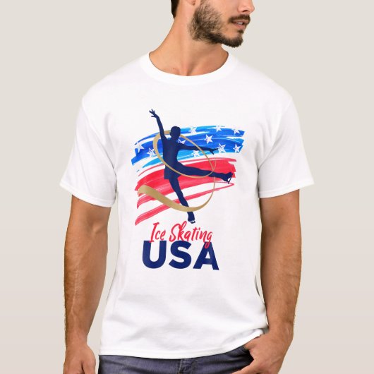 Ice Skaten Dance Support Team T USA Flag T-Shirt (Vorderseite)