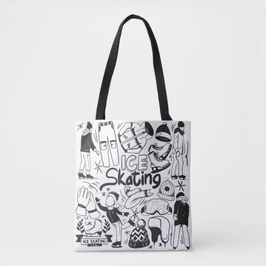 Ice-Skaten-Doodle-Stil Tasche (Vorderseite)
