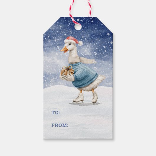 Ice Skaten Duck Gift Tags Geschenkanhänger (Vorderseite)