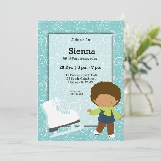 Ice Skaten Einladung (Stehend Vorderseite)