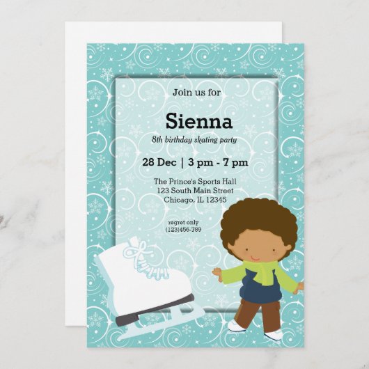 Ice Skaten Einladung (Vorne/Hinten)