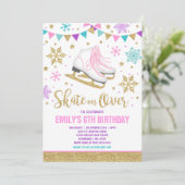 Ice Skaten Einladung Ice Skaten Party Gold (Stehend Vorderseite)