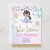 Ice Skaten Einladung Ice Skaten Party Gold (Vorderseite)