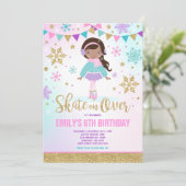 Ice Skaten Einladung Ice Skaten Party Gold (Stehend Vorderseite)