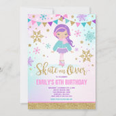 Ice Skaten Einladung Ice Skaten Party Gold (Vorderseite)