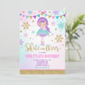 Ice Skaten Einladung Ice Skaten Party Gold (Stehend Vorderseite)