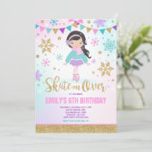 Ice Skaten Einladung Ice Skaten Party Gold (Stehend Vorderseite)