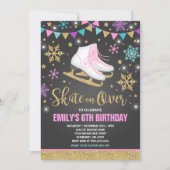 Ice Skaten Einladung Ice Skaten Party Gold (Vorderseite)