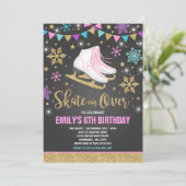 Ice Skaten Einladung Ice Skaten Party Gold (Stehend Vorderseite)