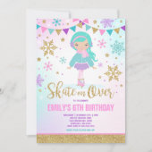 Ice Skaten Einladung Ice Skaten Party Gold (Vorderseite)
