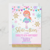 Ice Skaten Einladung Ice Skaten Party Gold (Vorderseite)