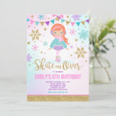 Ice Skaten Einladung Ice Skaten Party Gold (Stehend Vorderseite)