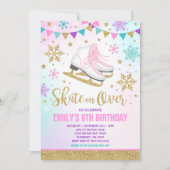 Ice Skaten Einladung Ice Skaten Party Gold (Vorderseite)