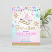 Ice Skaten Einladung Ice Skaten Party Gold (Stehend Vorderseite)
