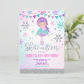Ice Skaten Einladung Ice Skaten Party Silver (Stehend Vorderseite)