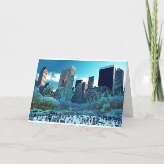 Ice Skaten Fantasy Central Park Feiertagskarte (Vorderseite)