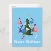 Ice Skaten Flamingos Weihnachtskarte Feiertagspostkarte (Vorne/Hinten)