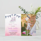 Ice Skaten Geburtstag Einladungen mit Foto (Stehend Vorderseite)