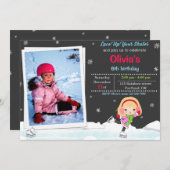 Ice-Skaten-Geburtstagseinladung Winter Einladung (Vorne/Hinten)