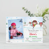 Ice-Skaten-Geburtstagseinladung Winter Einladung (Stehend Vorderseite)