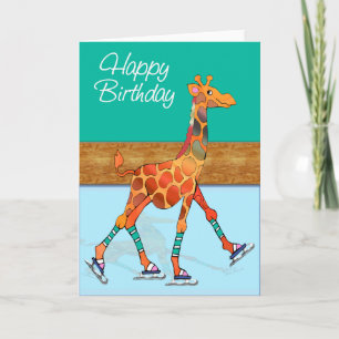 Ice Skaten Giraffe am Geburtstag von Rink Karte