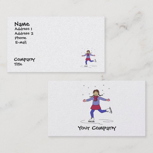 Ice Skaten Girl Abbildung Skater Coach Instructor Visitenkarte (Vorne/Hinten)