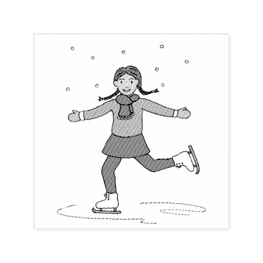 Ice Skaten Girl Abbildung Skater Permastempel (Design)