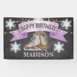 Ice Skaten Girl Geburtstag Personalisiert Banner
