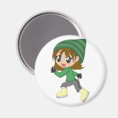 Ice-Skaten Girl Magnet (Vorderseite/Rückseite)