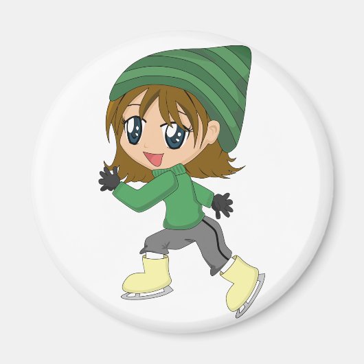 Ice-Skaten Girl Magnet (Vorne)