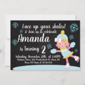 Ice Skaten Girl's Birthday Blue Snowflakes Party Einladung (Vorderseite)