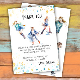 Ice-Skaten Girls Winter Geburtstagsparty Dankeskarte