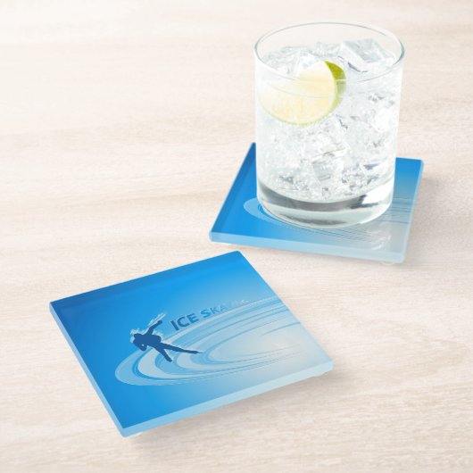 Ice Skaten Glasuntersetzer (Schrägansicht)