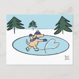 Ice Skaten Hund Postkarte