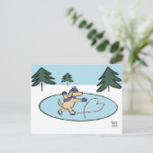 Ice Skaten Hund Postkarte (Stehend Vorderseite)